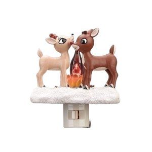 Roman Christmas Rudolph and Clarice Camp Fire Flicker Flame Night Light
